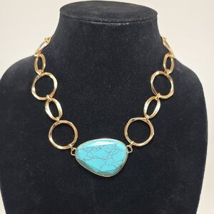 Avon Gold Necklace with Turquoise Accent
